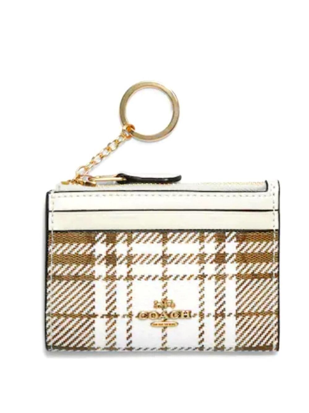 COACH MINI SKINNY ID CASE IN SIGNATURE CANVAS WITH HUNTING FISHING PLAID PRIN